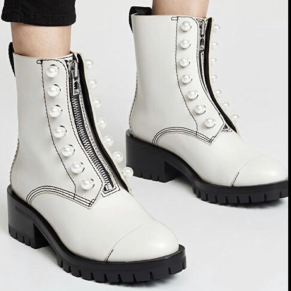 - 3:1 Phillip Lim Hayett pearls lug sole zipper boot with pearls. Sz 38